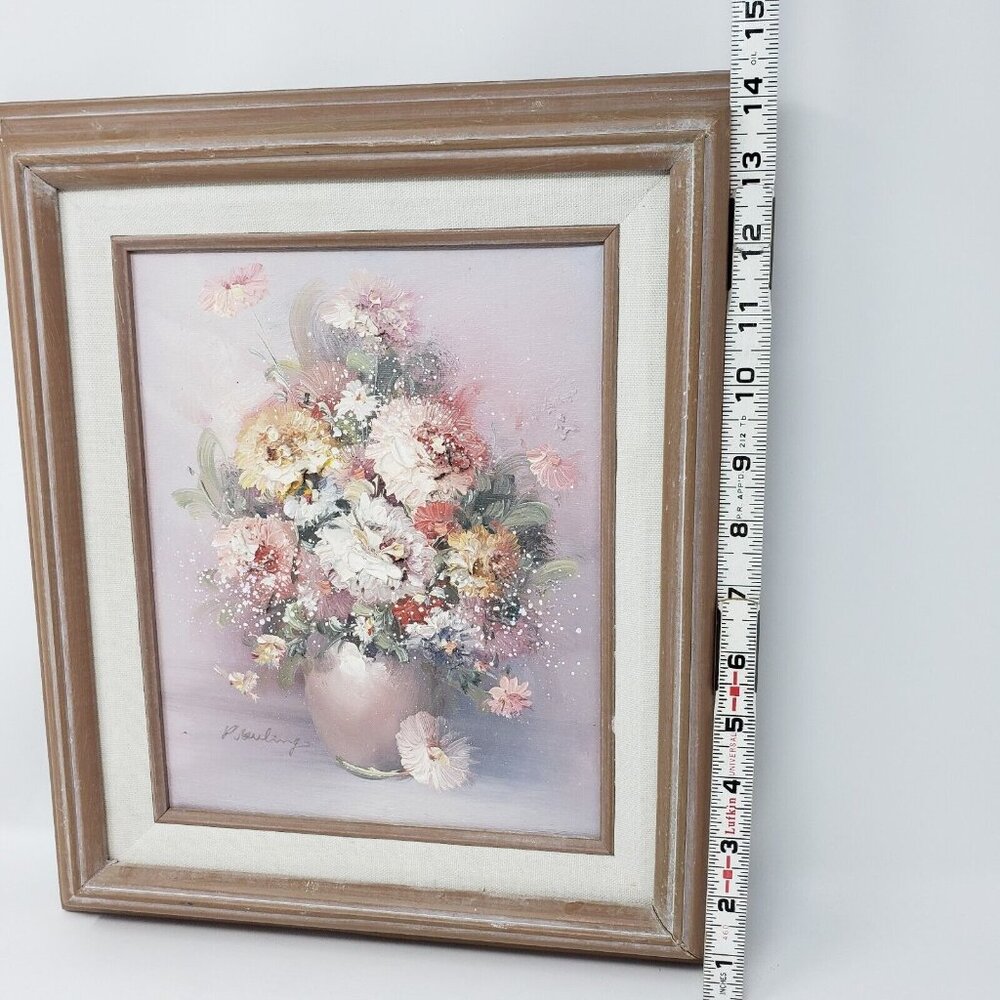 P. Keeling Still Life Floral Oil Painting 8x10 Canvas Signed Framed Flowers READ - Picture 8 of 16
